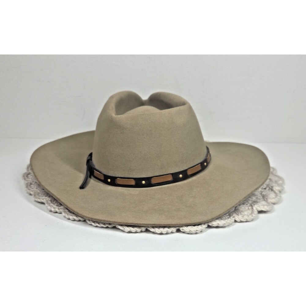 MENS Stetson Stallion HUTCHINS 3X Wool Felt Cowboy Hat 7 1/4 STONE USA TEXAS - Picture 3 of 9